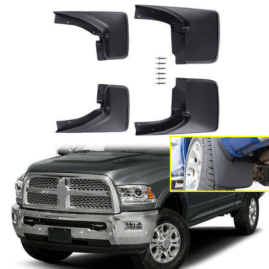 Front  Rear Deluxe Molded Splash Guards Mud Flaps Fit 2009-2019 10 for RAM 82214136