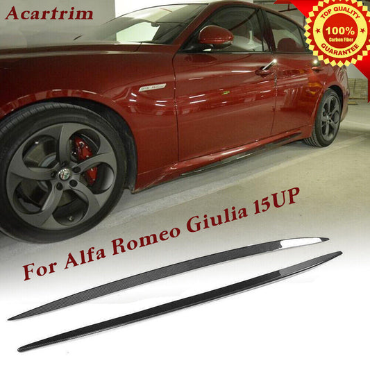 for Alfa Romeo Giulia Sedan 2015+ Carbon Fiber Side Skirts Extension Lip Spoiler