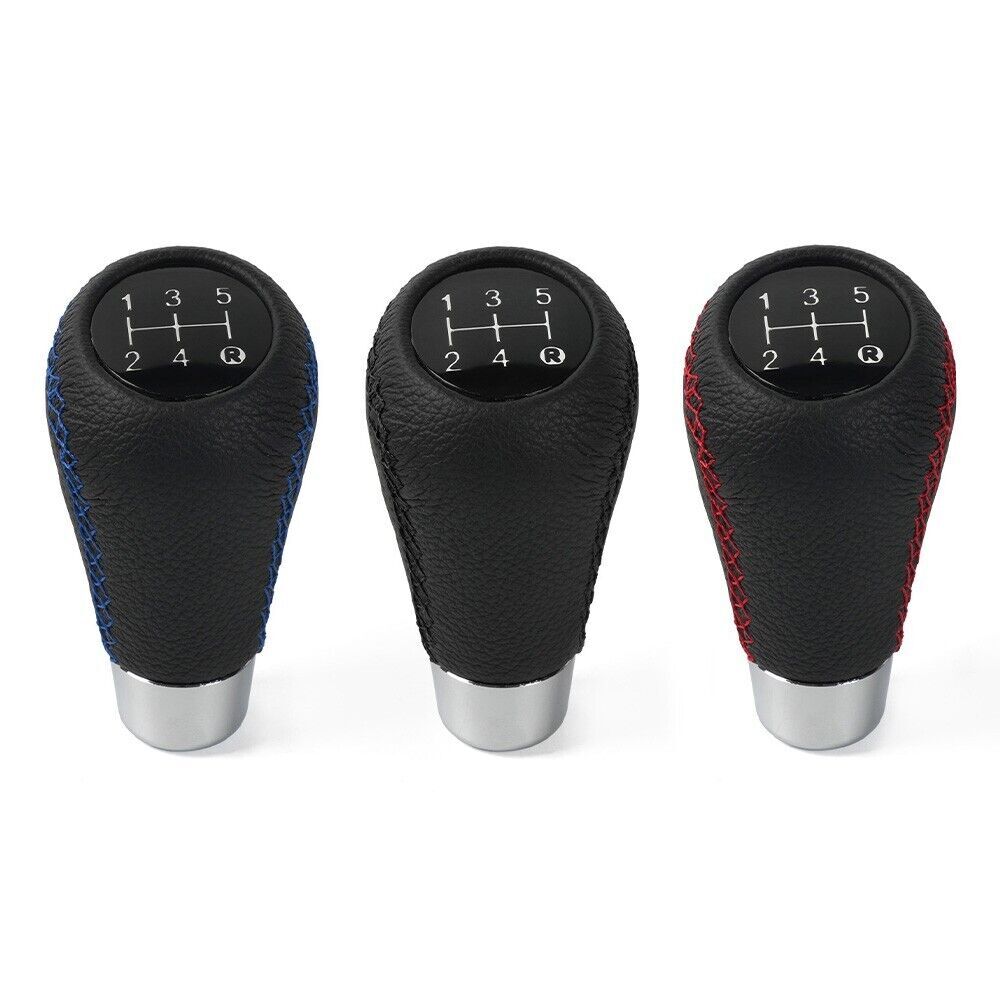 Black Leather 5 Speed Manual Car Gear Stick Shifter Shift Knob Lever Universal
