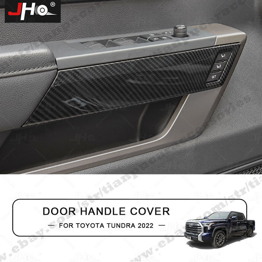 Carbon Fiber Grain Car Inner Door Panel Cover Trim Decor for Toyota Tundra 2022