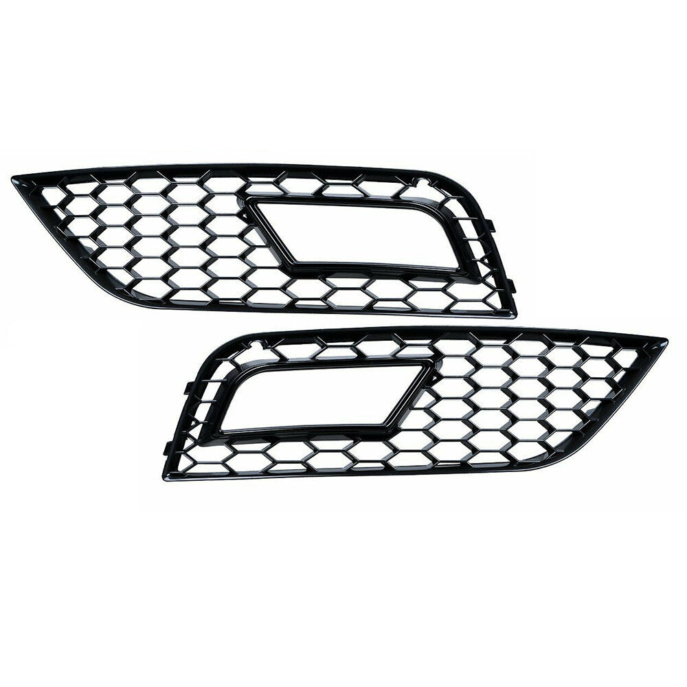2x Front Grille Fog Light Cover Lamp Grill For 2013-2016 for Audi A4 B8.5 Honeycomb