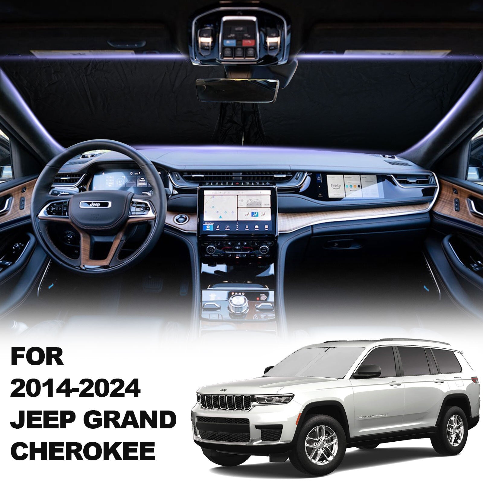 Custom Fit 2014-2024 for Jeep Grand Cherokee Front Windshield Sun Shade Shield Cover