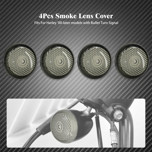4 Smoke Bullet Turn Signals Light Lens Cover Fit for Harley Dyna Softail Touring