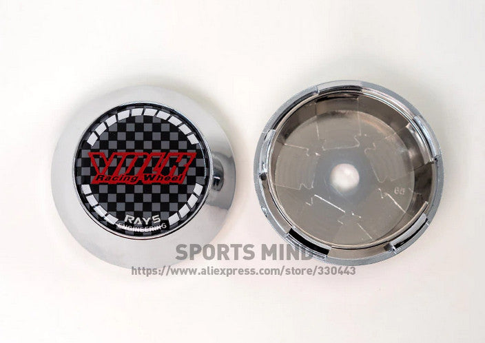 4x65mm Volk Racing Badge Wheel Center Cap Hub Cap Edge Cap Badge Chrome Carbon