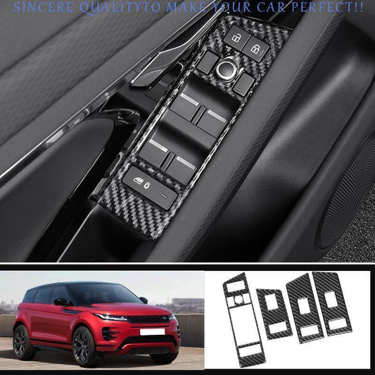 for Range Rover Evoque 20-25 Real Carbon Fiber Window Lift Switch Panel Trim 4X
