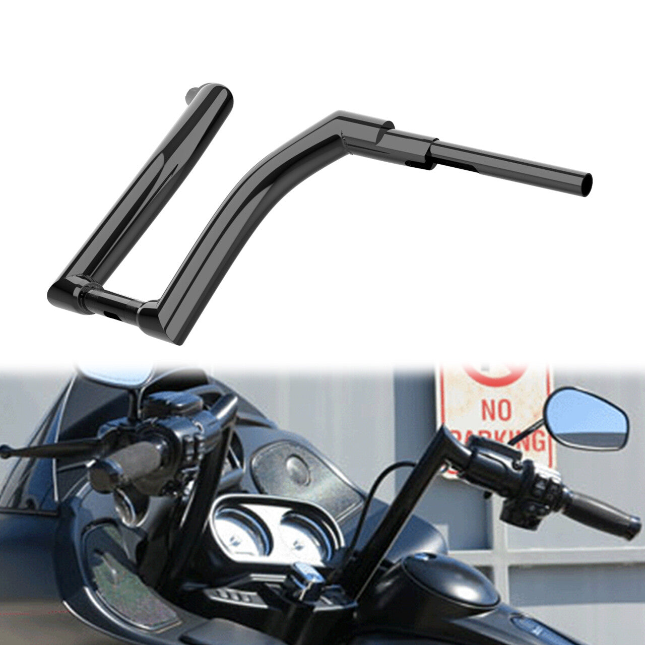 Black 16 Ape Hanger Handlebar 1.25 Riser for Harley Road King Road Glide 14-23