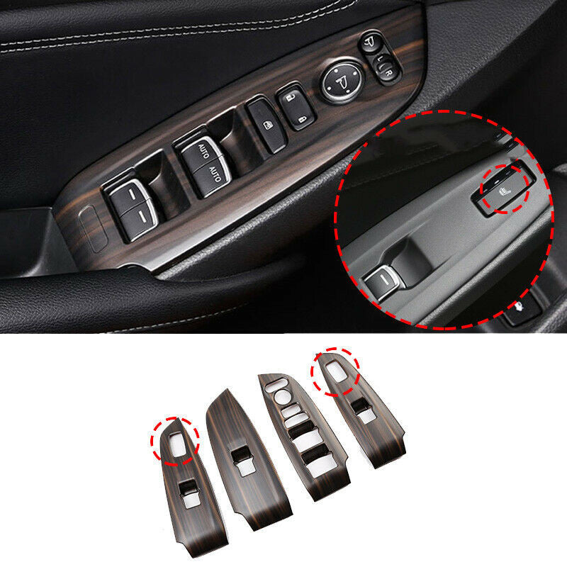 for Honda Accord 2018-2022 Wood Grain Window Lock Lift Switch Button Panel Trim