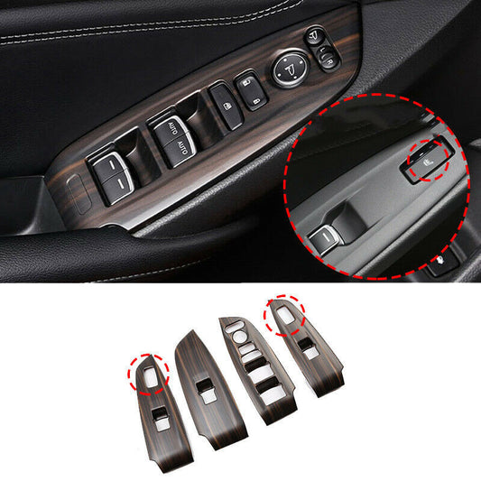 for Honda Accord 2018-2022 Wood Grain Window Lock Lift Switch Button Panel Trim