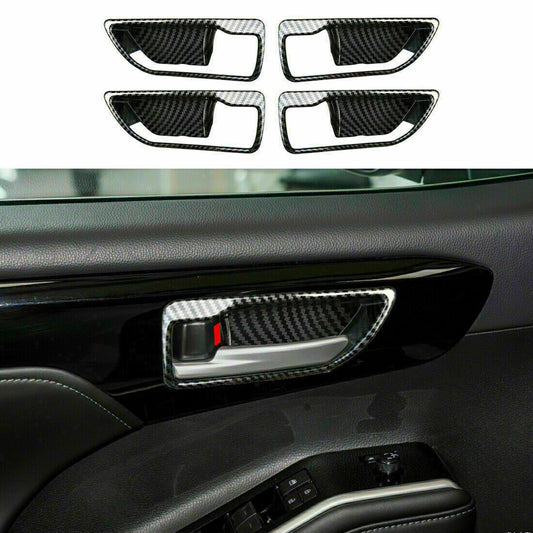 Carbon Fiber Interior Door Bowl Panel Cover Trim for Toyota Highlander 2020-2023
