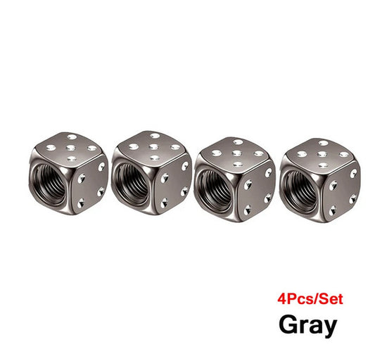 4-piece car tire valve cover rod air dust cover dice gray for Volvo