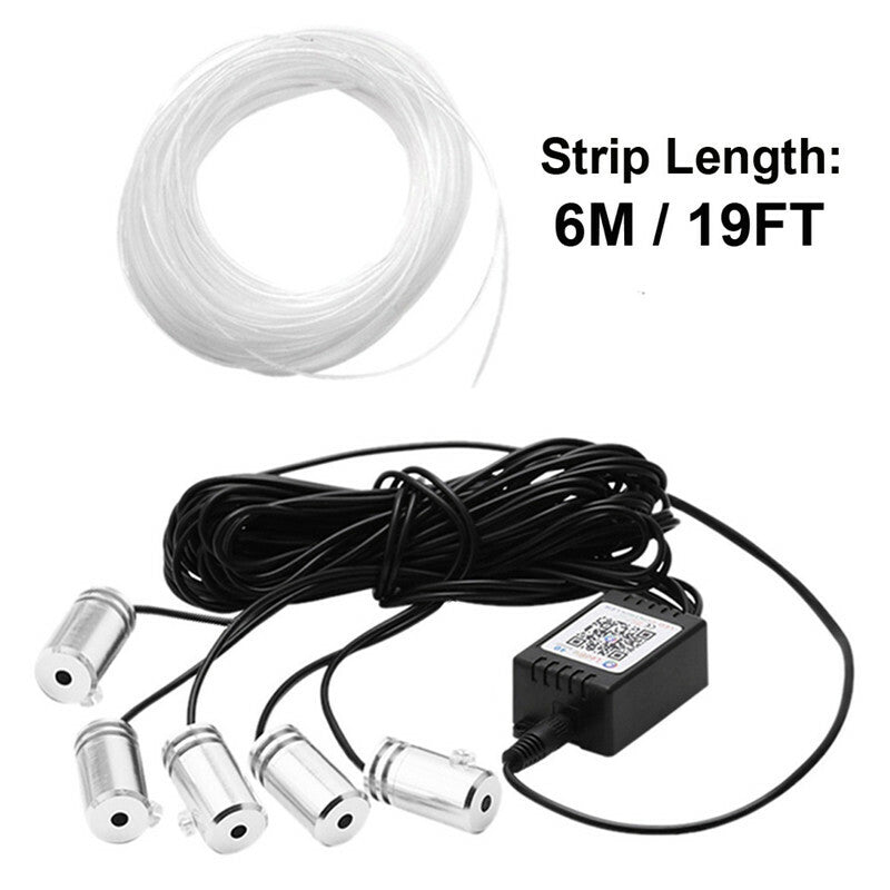 Car 6M Fiber Optic Band Atmosphere Light 5in1 RGB LED Strips Ambient Lamp APP BT