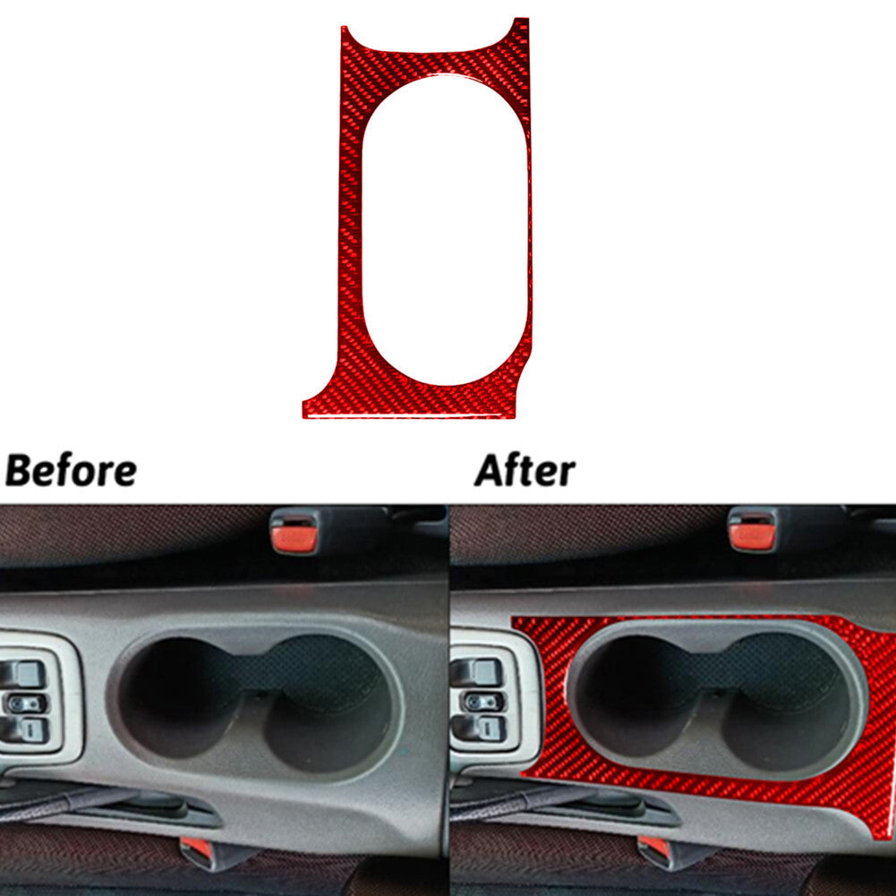 Red Carbon Fiber Console Water Cup Holder Frame Cover for Toyota Celica 2001-05