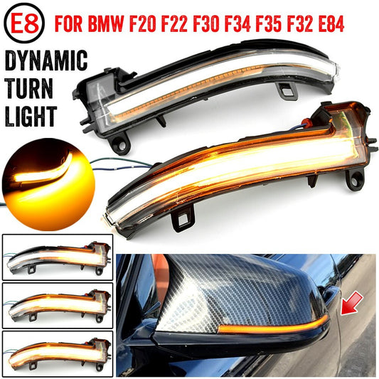 2pcs LED Dynamic Side Mirror Turn Signal Light Assembly White for BMW F20 F30