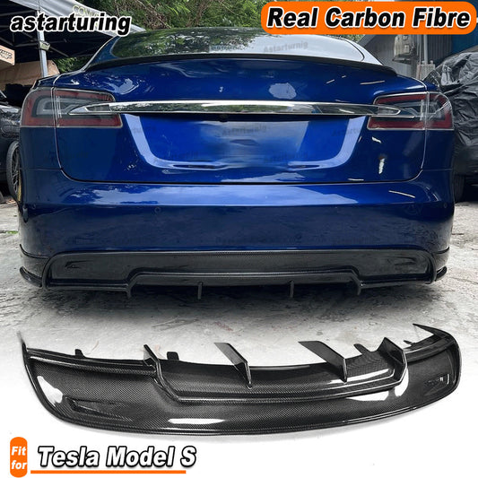 REAL CARBON Rear Bumper Diffuser Spoiler Lippe Fit for Tesla for Model S 2012-2015