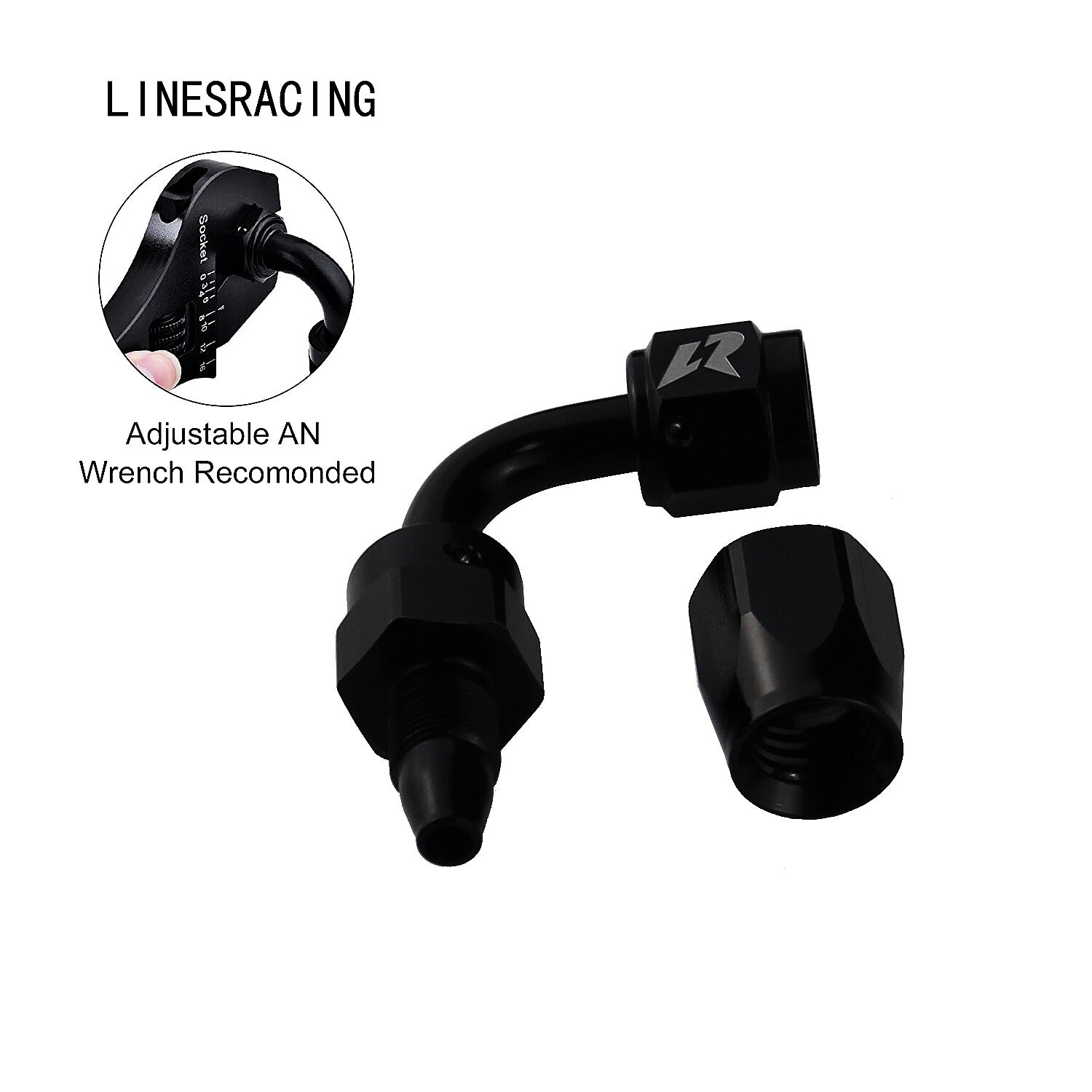 AN4 90 Degree Swivel Hose End Fitting for Braided Fuel Line Aluminum Black