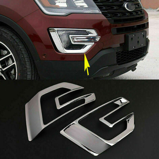 Fit for Ford Explorer 2016-2017 Chrome ABS Front Fog Light Cover Lamp Frame Trim