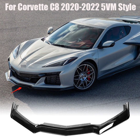 Front Bumper Lip Spoiler Splitter for Corvette C8 20-2022 5VM Style Glossy Black