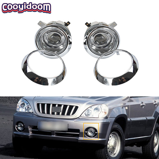 Set Front Bumper Fog Light+Chrome cover for Hyundai Terracan 2.5 3.5 2001-2004