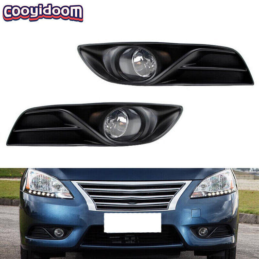 For 2013-2015 for Nissan Sentra Sylphy Pair Fog Lights With Bumper Bezel Covers