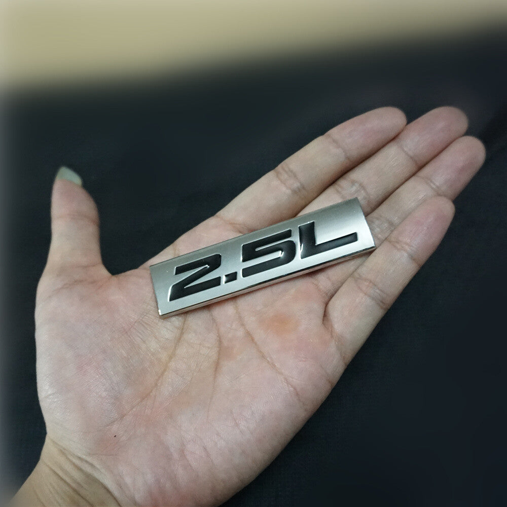 1x Chrome 2.5L Black Metal Emblem Decal Sticker Badge suv Engine Car Racing Auto