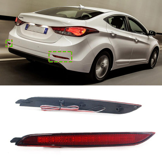 A pair of LED rear bumper brake light reflectors for Hyundai for Elantra 2012-2014.