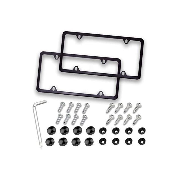 Car license plate frame cover cap, trunk ultra-thin metal black, suitable for Audi