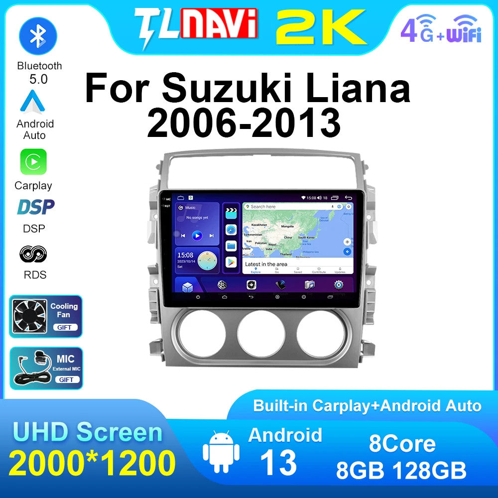 for Suzuki LIANA 2006-2013 Stereo CarPlay Car Radio Android GPS Player Screen 4G