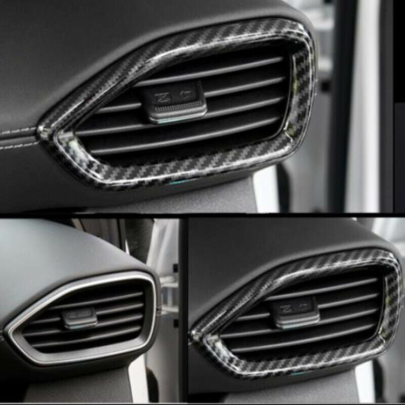 2X Carbon Fiber Side Air Outlet Vent Cover Trim for Hyundai Santa Fe 2019-2022