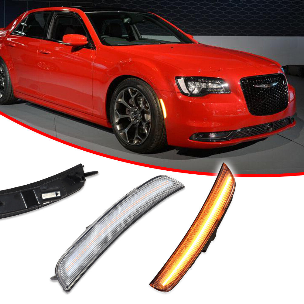 Transparent lens with LED front marker light for 2015-2023 for Chrysler 300 300C