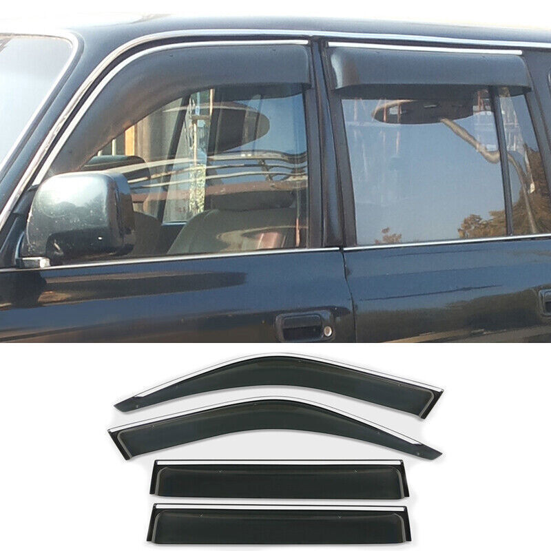 for Toyota for Land Cruiser LC80 4500 FJ80 W/Chrome Window Wind Visor Sun Rain Guard
