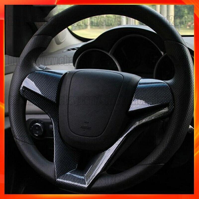 for Chevrolet for Cruze 2010-15 Carbon Fiber ABS Steering Wheel Moulding Cover Trim