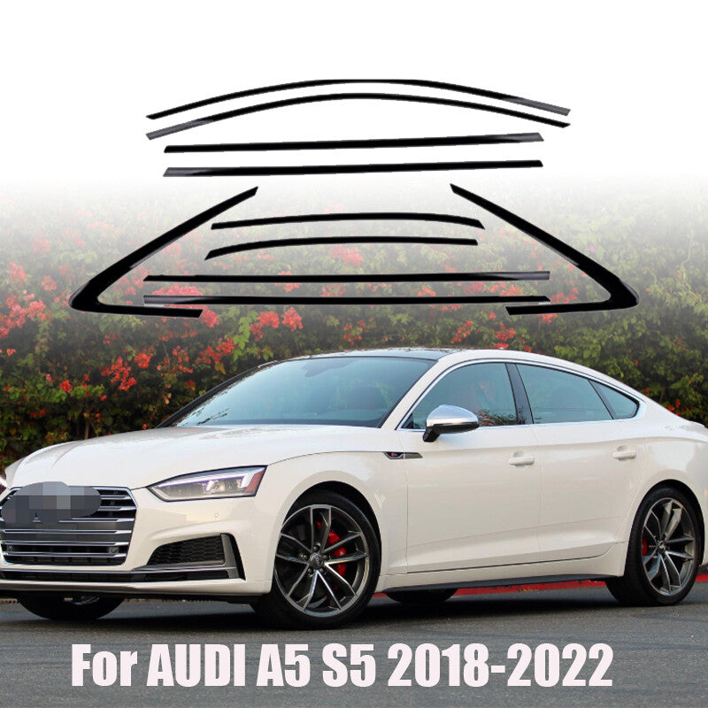 Glossy Black Car Window Trim Strip Cover Trim for AUDI A5 S5 2018-2022 ABS 10PCS