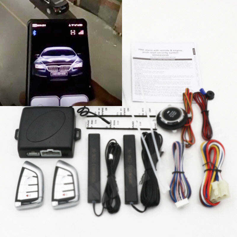 Car automatic keyless entry engine start alarm system button remote stop application