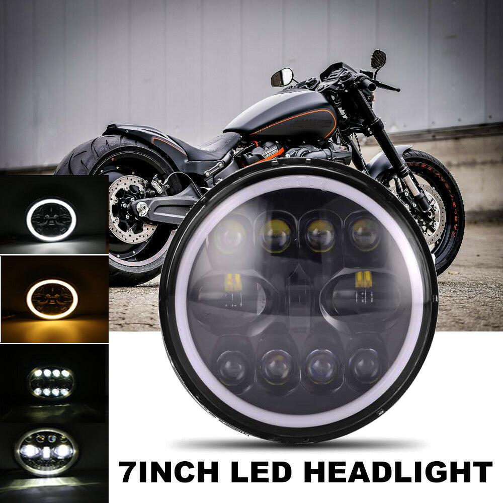 7-inch LED headlight projector halo motorcycle for Harley Dyna Cafe Racer Bobber