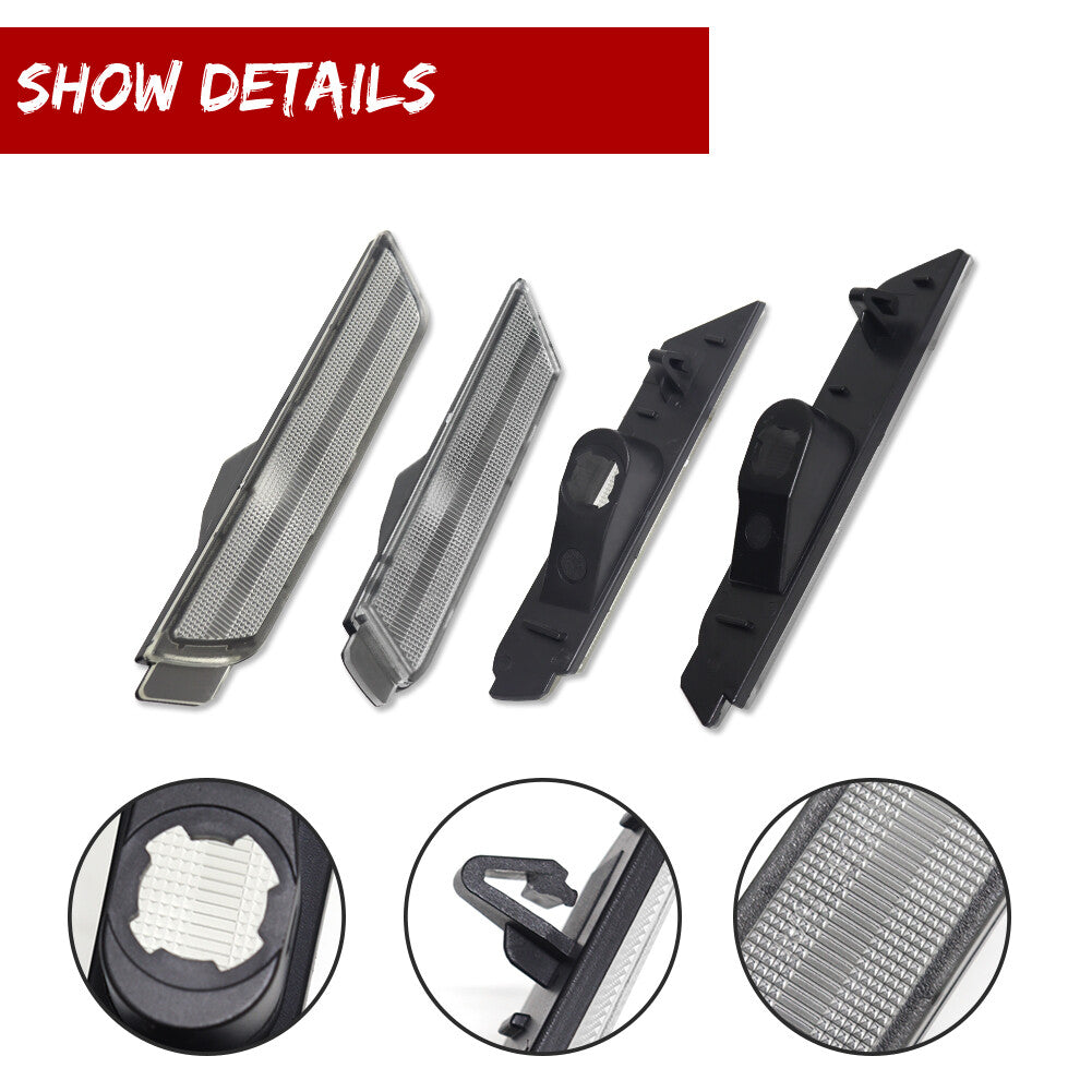 Transparent lens front and rear side marker light housing kit for 2010-2015 for Chevrolet Camaro.