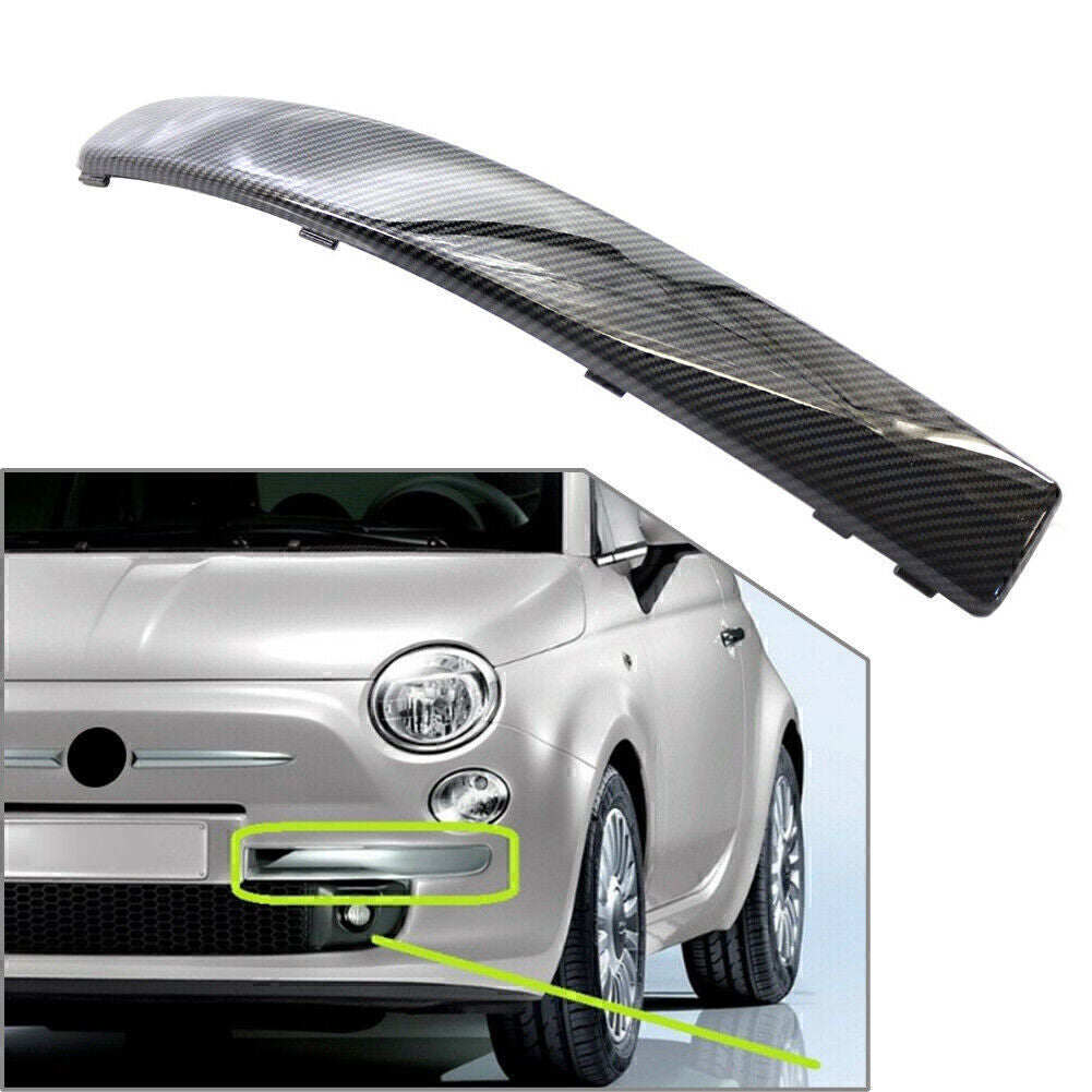 Carbon Fiber Front Left Side Bumper Moulding Trim Fit for FIAT 500 2007-2015 08 09