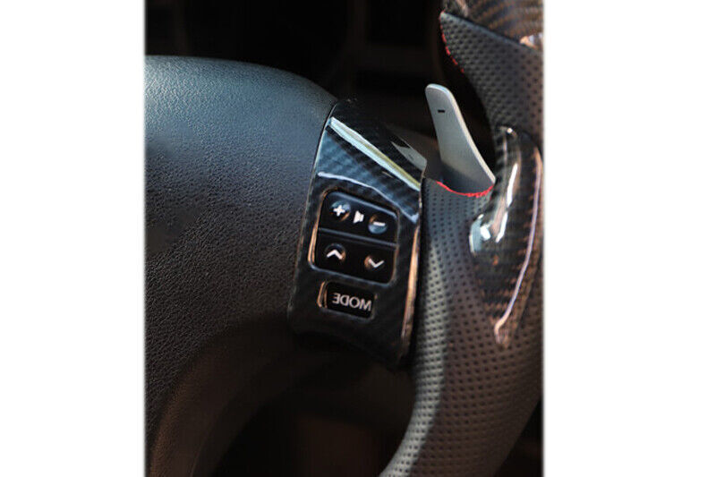 Steering Wheel Button Frame Trim 2pcs Fit for Lexus IS 06-11 Black Carbon Fiber