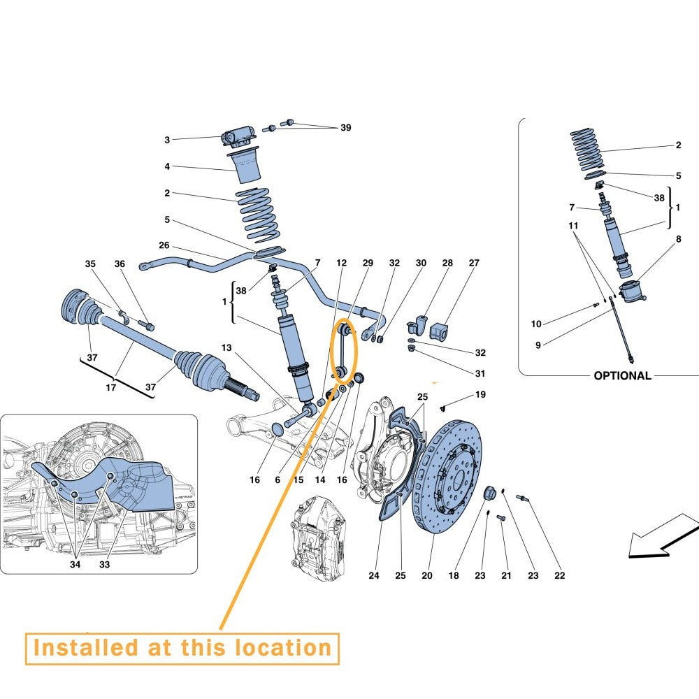 for Ferrari 812 California FF F12, right rear Sway Bar Link, 242391