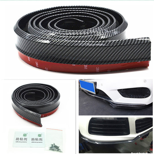 Car Carbon Fiber Front Bumper Lip Splitter Chin Spoiler Skirt Rubber Protector