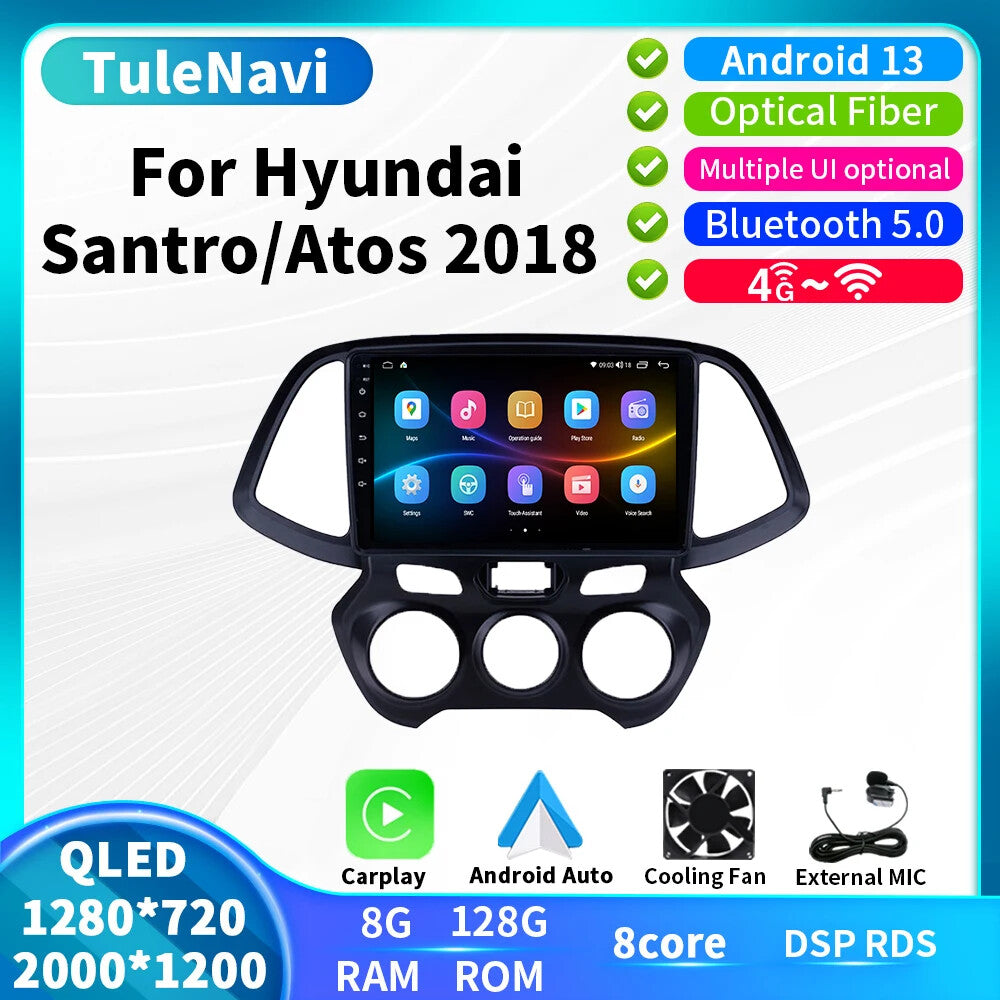 for Hyundai Santro Atos 2018 Carplay Car Radio GPS Android Auto Player Screen