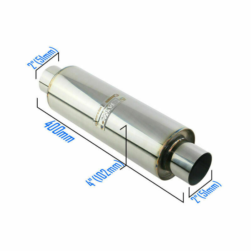 2inch IN/OUT 4inch Body Exhaust Silencer Resonator Muffler for Slow Flow