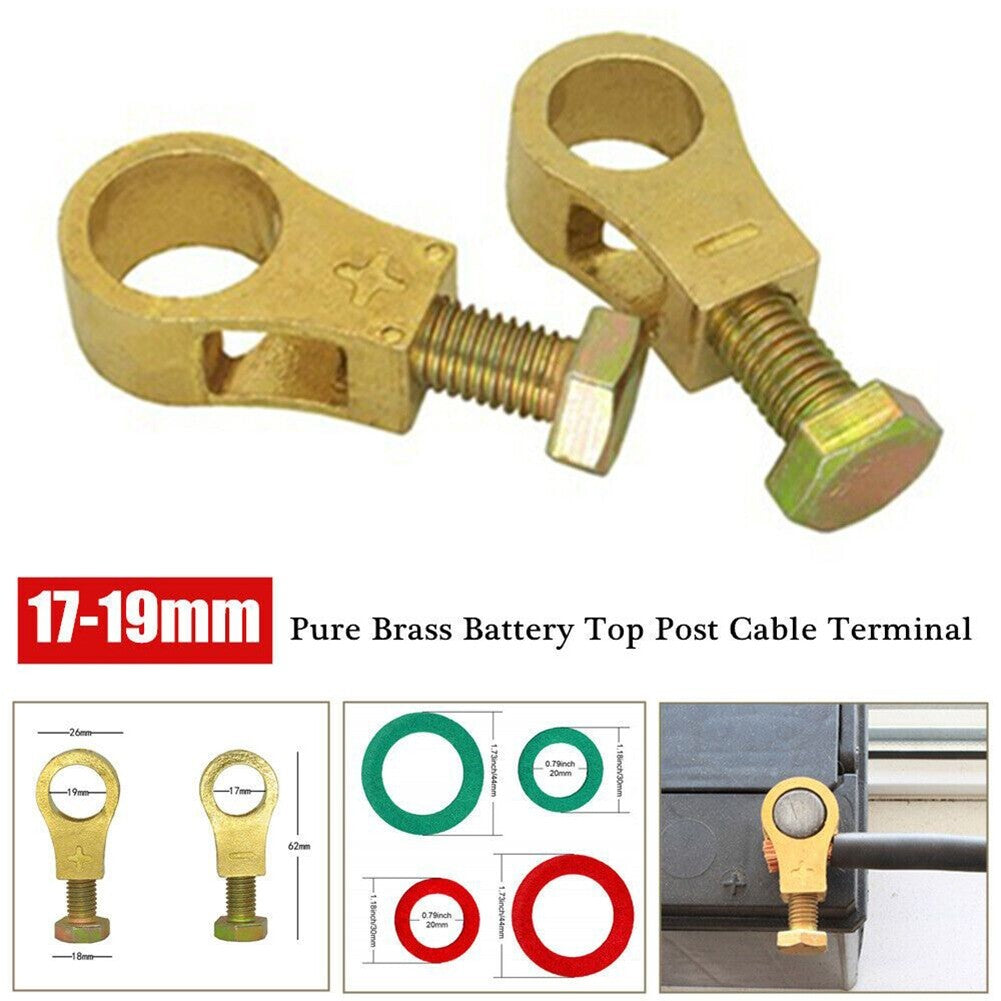 2Replacement Pure Brass Battery Terminal Top-Post Cable Terminals Wire End