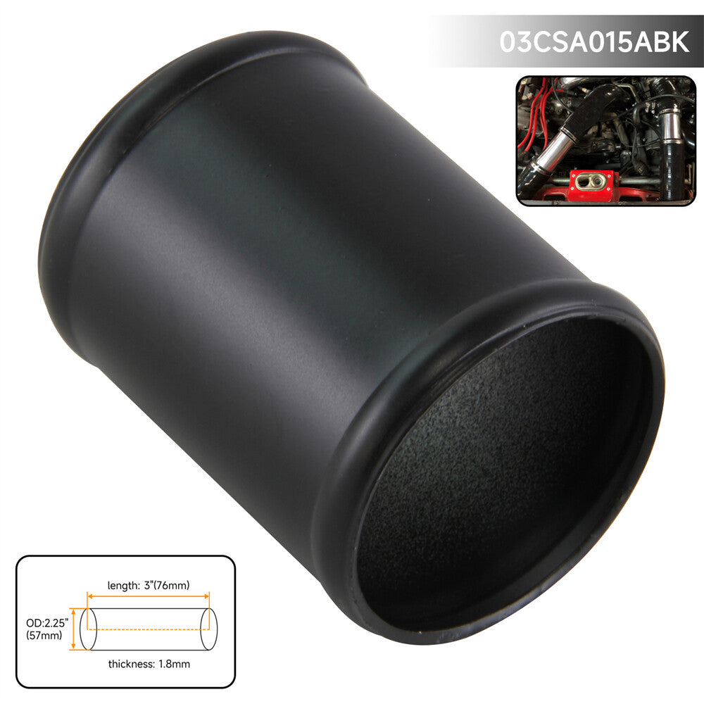 Aluminum Hose Adapter Tube Joiner Pipe Coupler Connector 57mm 2.25 Inch Black