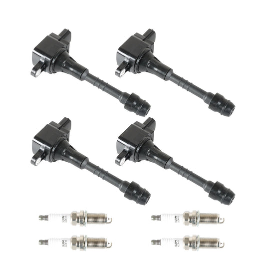 4X Ignition Coils + Iridium Spark Plug For 2002-2006 for Nissan Sentra L4 1.8L UF351