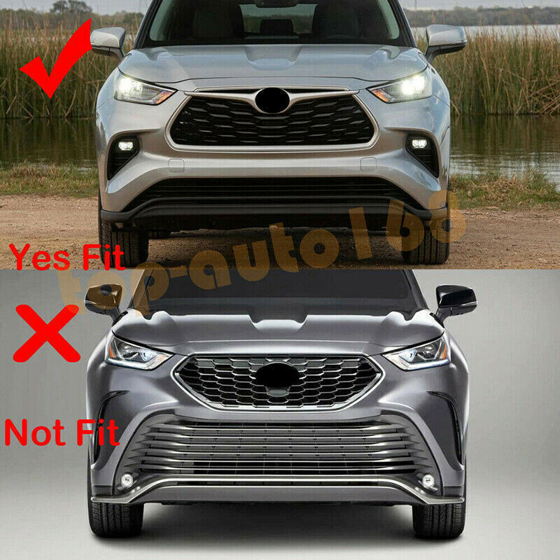 For Highlander 2020-2023 ABS Glossy Black Front Bumper Lip Molding Strips Trim