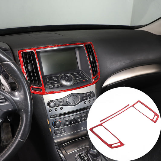 Red carbon fiber center console vent frame for Infiniti G37 2007-2013