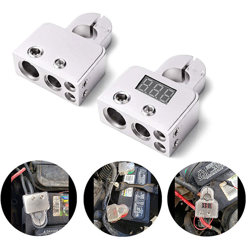 2-pack of 0/4/8 specification positive and negative battery terminal connector clips voltmeter