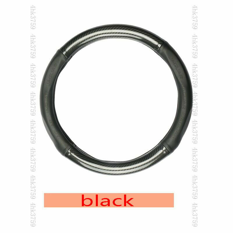 for Jaguar E-PACE 2018-2021 Black PU Carbon Fiber Look Steering Wheel Cover Trim