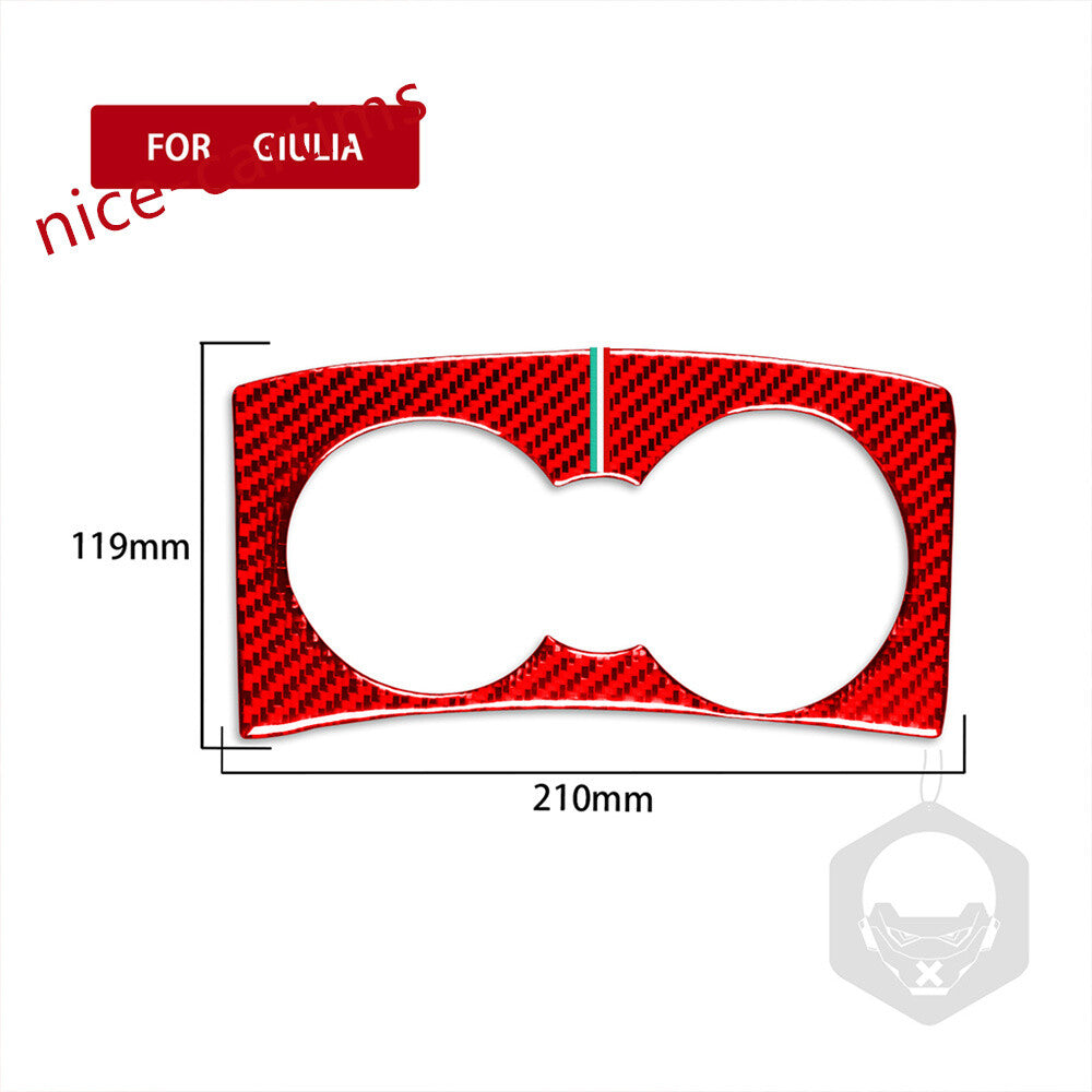 Red Carbon Fiber Inner Water Cup Holder Panel Trim for Alfa Romeo Giulia 2017-19