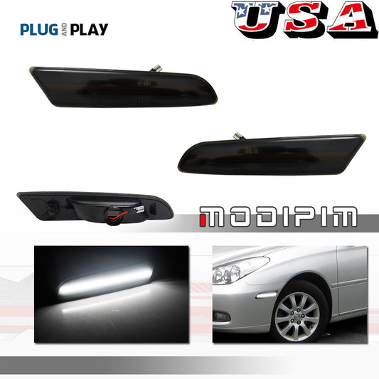 2-Pack Smoked Lens White LED Side Marker Lights for Lexus 5th Generation for ES Models